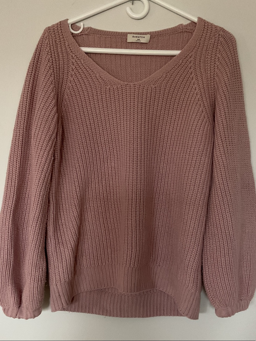 Babaton Mauve-Pink Scoop Neck Knit Sweater